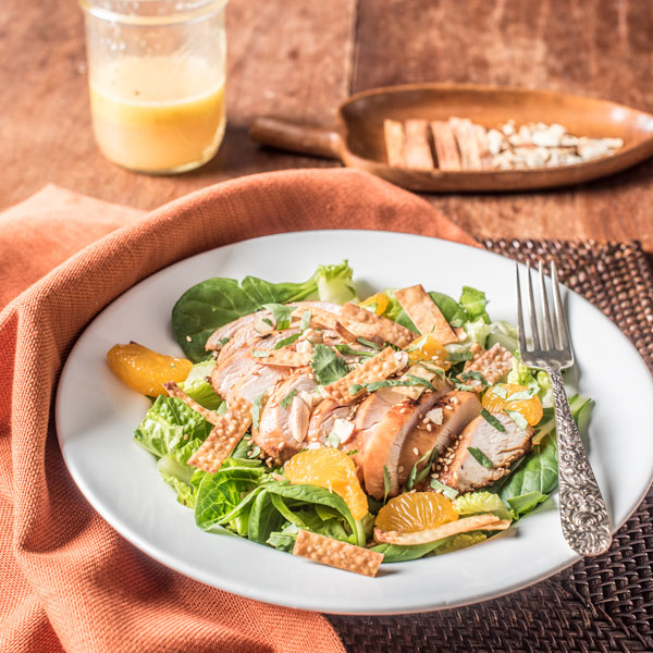Asian Sesame Chicken Salad with mandarin oranges and sesame vinaigrette