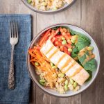 Thai salmon dinner bowl with peanut sauce